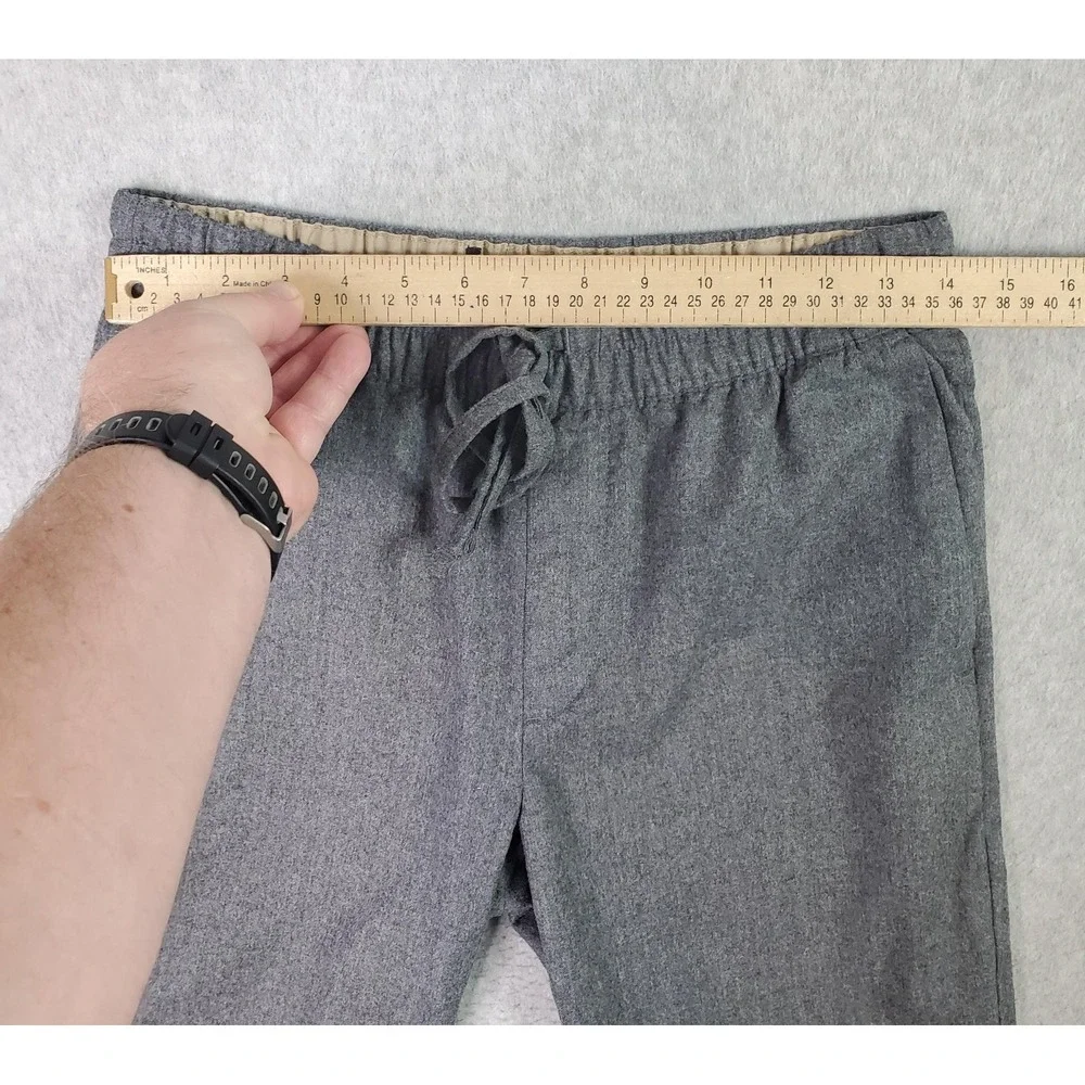 Banana Republic Wool Pants Mens Small Gray Flannel Tapered Fit Drawstring